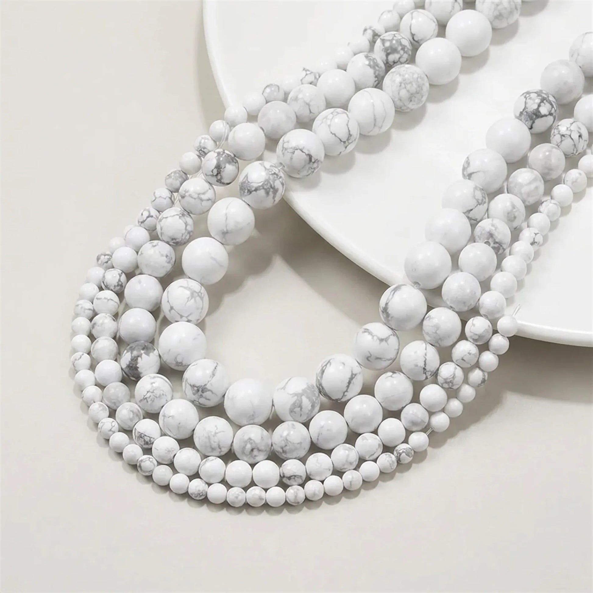 White turquoise howlite beads round matte stone strand