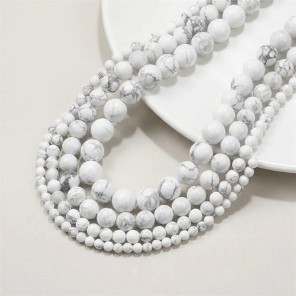 White turquoise howlite beads round matte stone strand