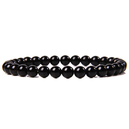 Black Obsidian Gemstone Stretch Bracelet, 4-12mm