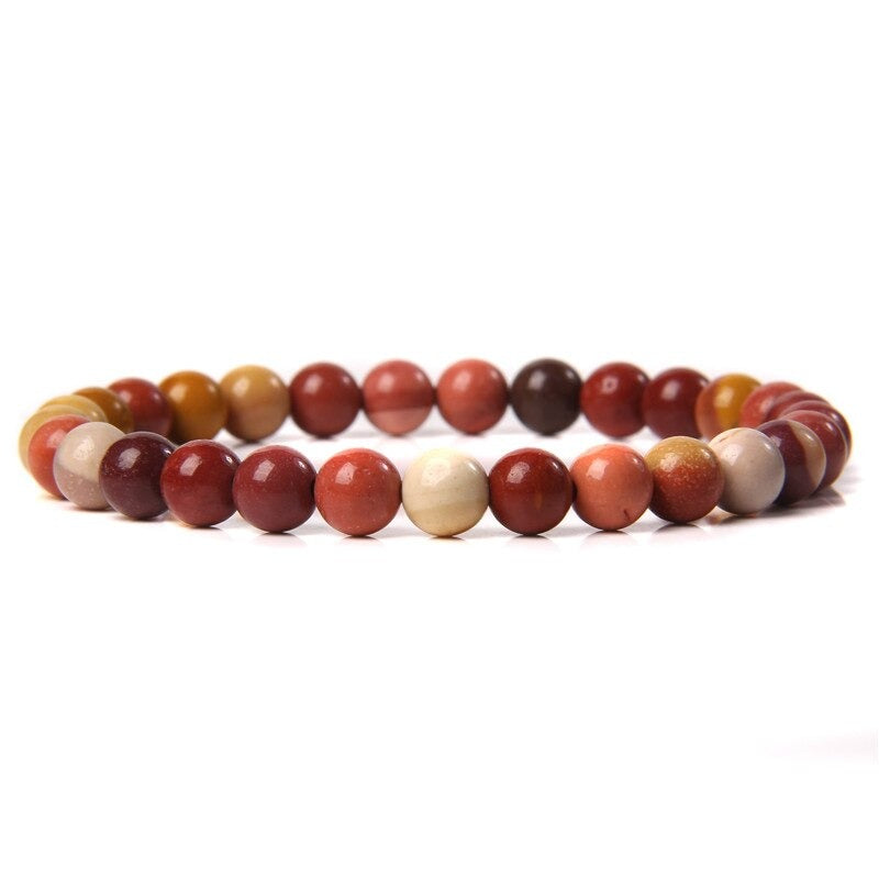 Moukaite Jasper Gemstone Stretch Bracelet, 4-12mm