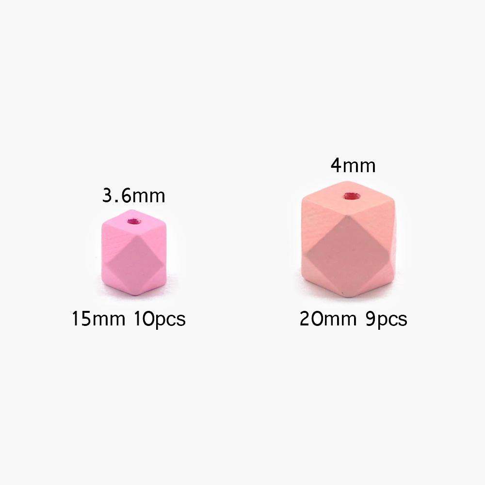 10pcs Geometric Faceted Mixed Wood Beads 15/20MM Octagonal Beads For Jewelry Making DIY Necklace toys 