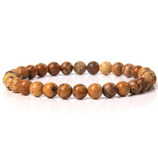 Picture jasper gemstone stretch bracelet, 4-12mm
