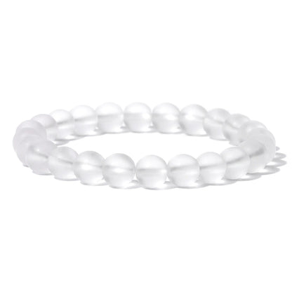 Matte crystal quartz gemstone stretch bracelet, 6-12mm
