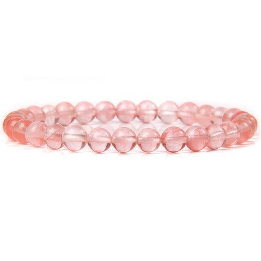 Cherry quartz gemstone stretch bracelet, 6-12mm