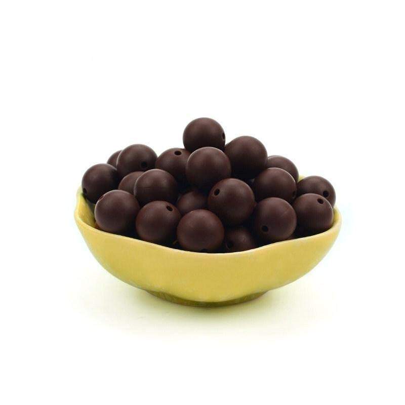 9 12 15 19mm Chocolate Brown Silicone Beads, BPA Safe Round Silicone Food Grade Beads For DIY jewelry making 