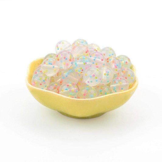 9 12 15 19mm Confetti Clear (dot) Silicone Beads, BPA Safe Round Silicone Food Grade Beads For DIY jewelry making 