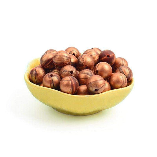 9 12 15 19mm Metal copper Silicone Beads, BPA Safe Round Silicone Food Grade Beads For DIY jewelry making 