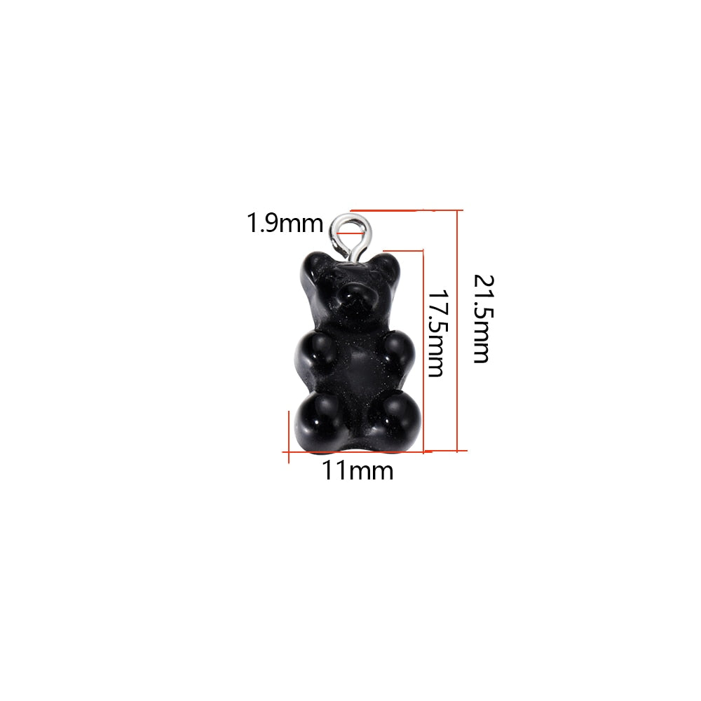 Candy Color Resin Mini Bear Charms, 10pcs