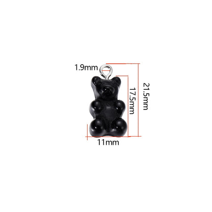 Candy Color Resin Mini Bear Charms, 10pcs