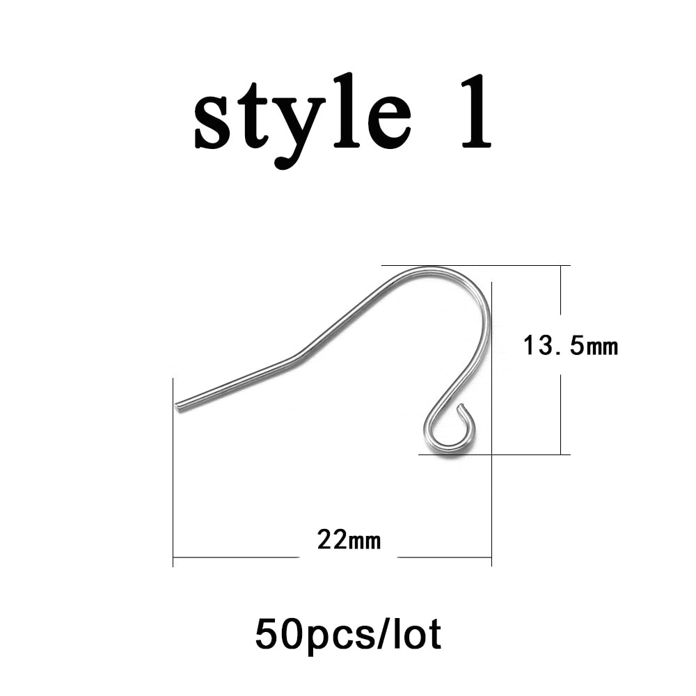 Hypoallergenic Stainless Steel Ear Hooks, 20-50Pcs