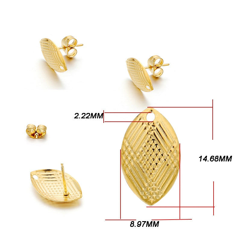 Stainless Steel Geometric Earring Stud Base, 10pcs