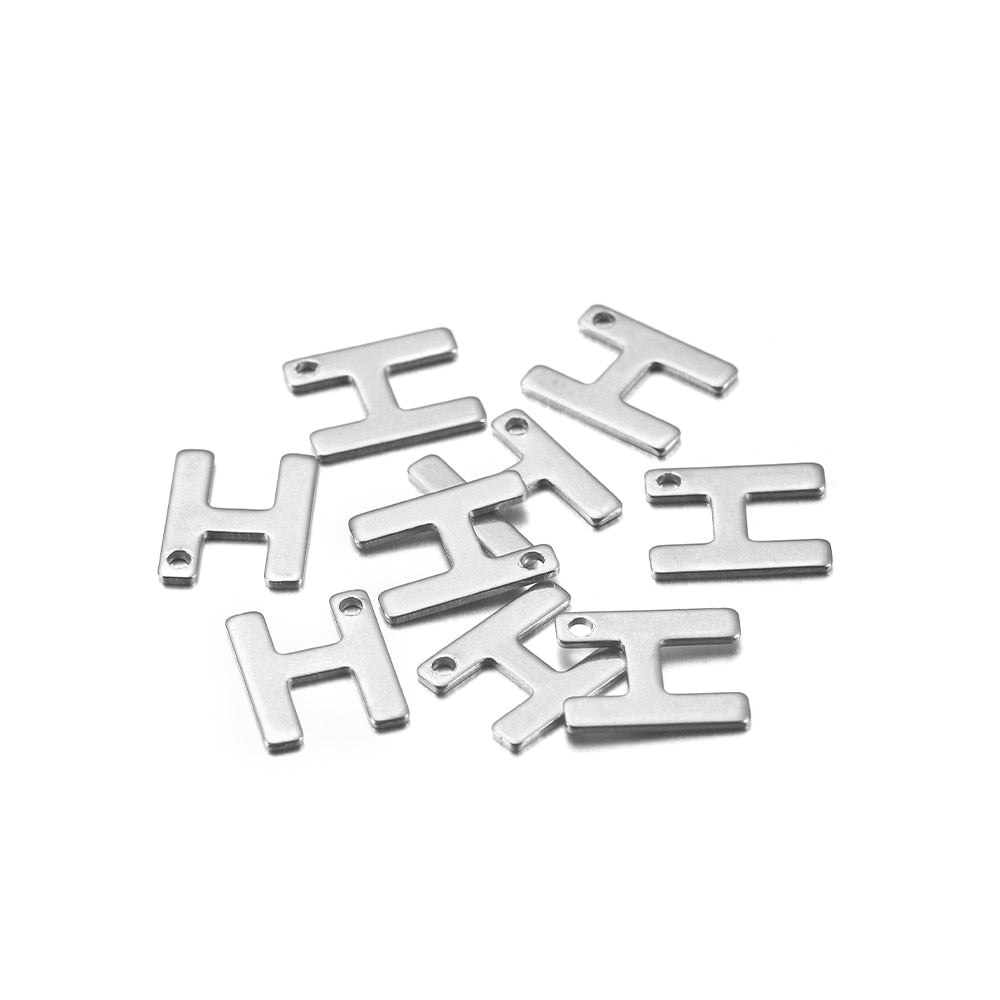 Pendentif lettre alphabet AZ en acier inoxydable, 50 pièces