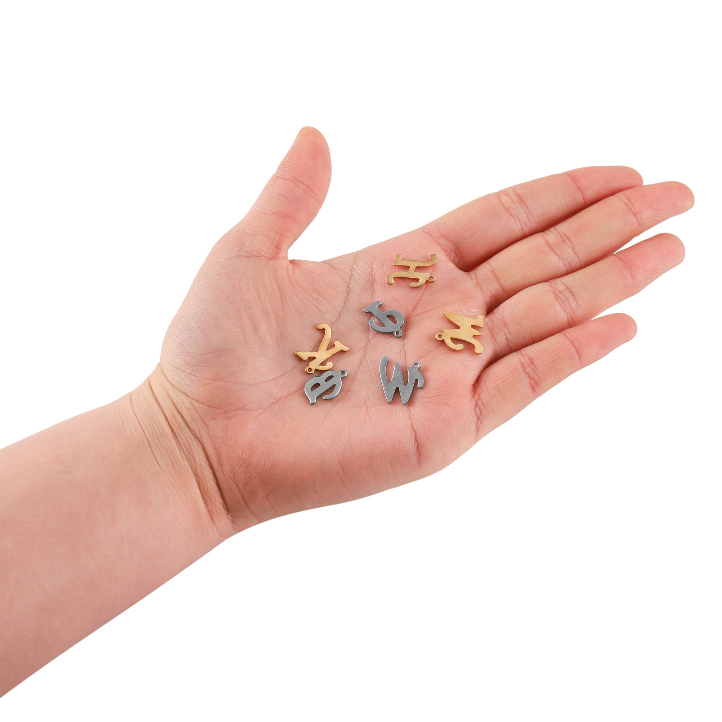 Pendentifs lettres de l'alphabet anglais en acier inoxydable, 26 pièces