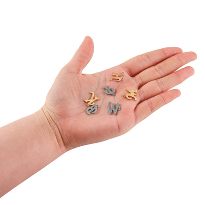 Pendentifs lettres de l'alphabet anglais en acier inoxydable, 26 pièces