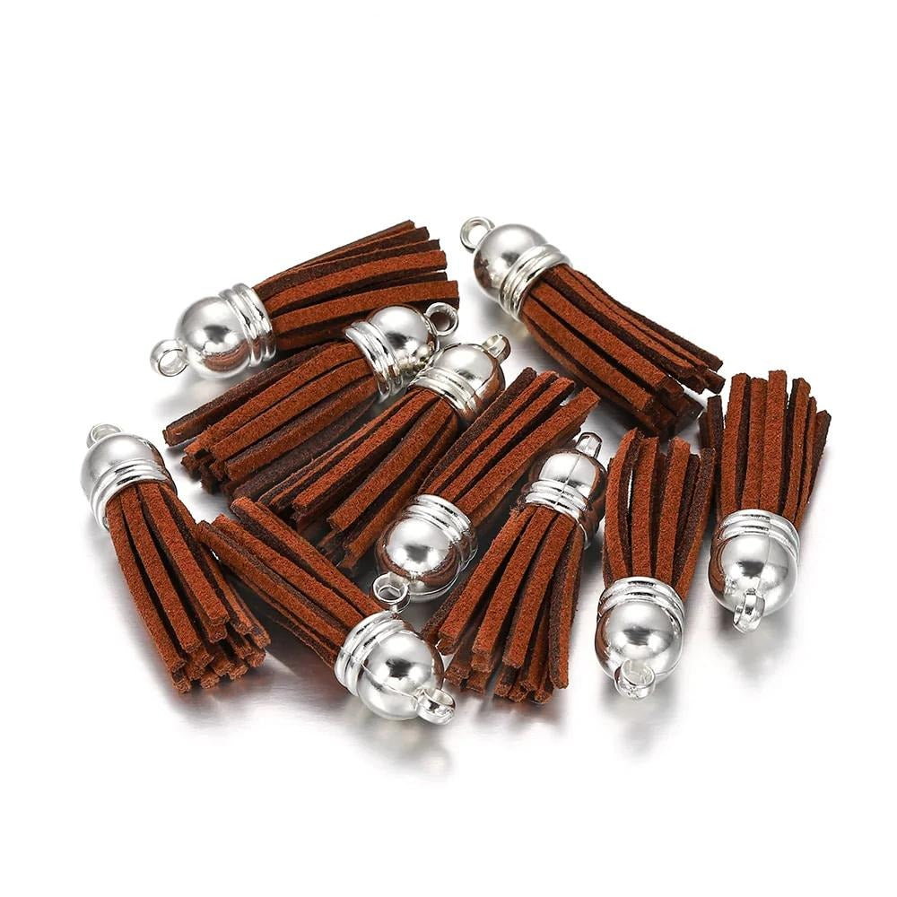 60 pendentifs en cuir vintage avec pampilles de 38 mm.