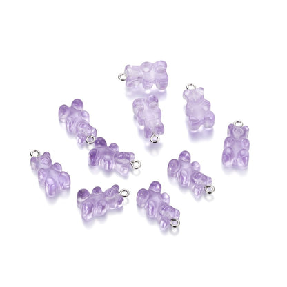 Candy Color Resin Mini Bear Charms, 10pcs