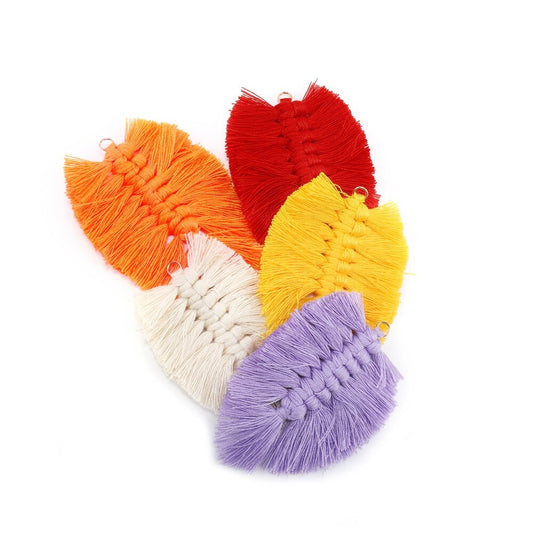 Braided Tassels Leaves Shape Pendant, 2-6 Pcs