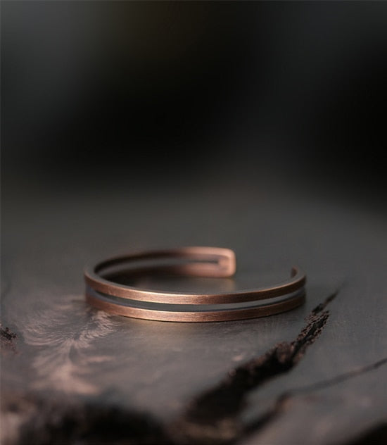 Rustic Viking Luck Cuff: Vintage Copper Bracelet for Men and Women