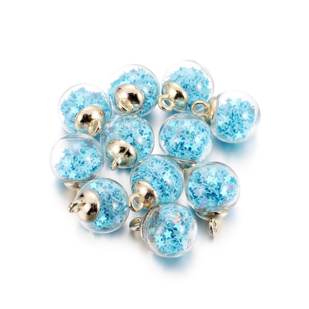10pcs 16mm Transparent Glass Ball Star Beads