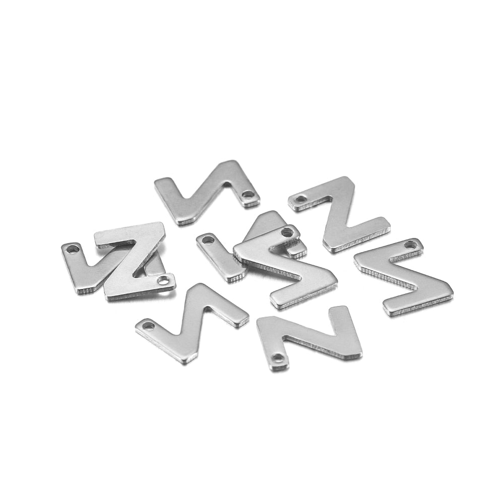 Pendentif lettre alphabet AZ en acier inoxydable, 50 pièces