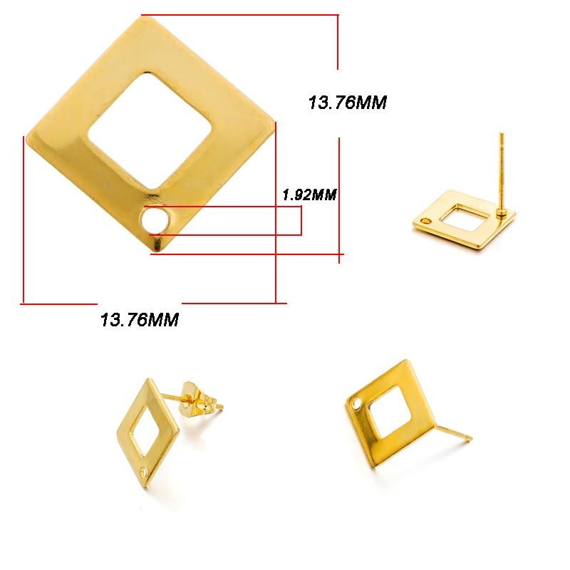 Stainless Steel Geometric Earring Stud Base, 10pcs