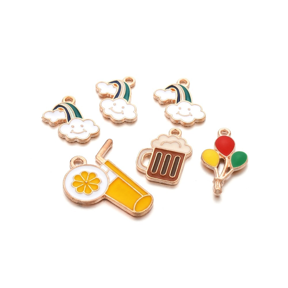 Cute Sun Keychain Cartoon Printing Connectors, 4Pcs