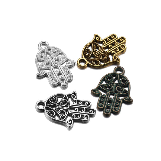 20pcs 15x21mm Classic Antique Bronze Hand Charms Pendants