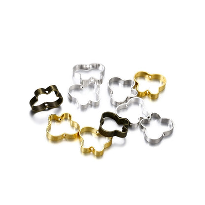 20Pcs 10mm Metal Geometric Double Hole Heart Pendants