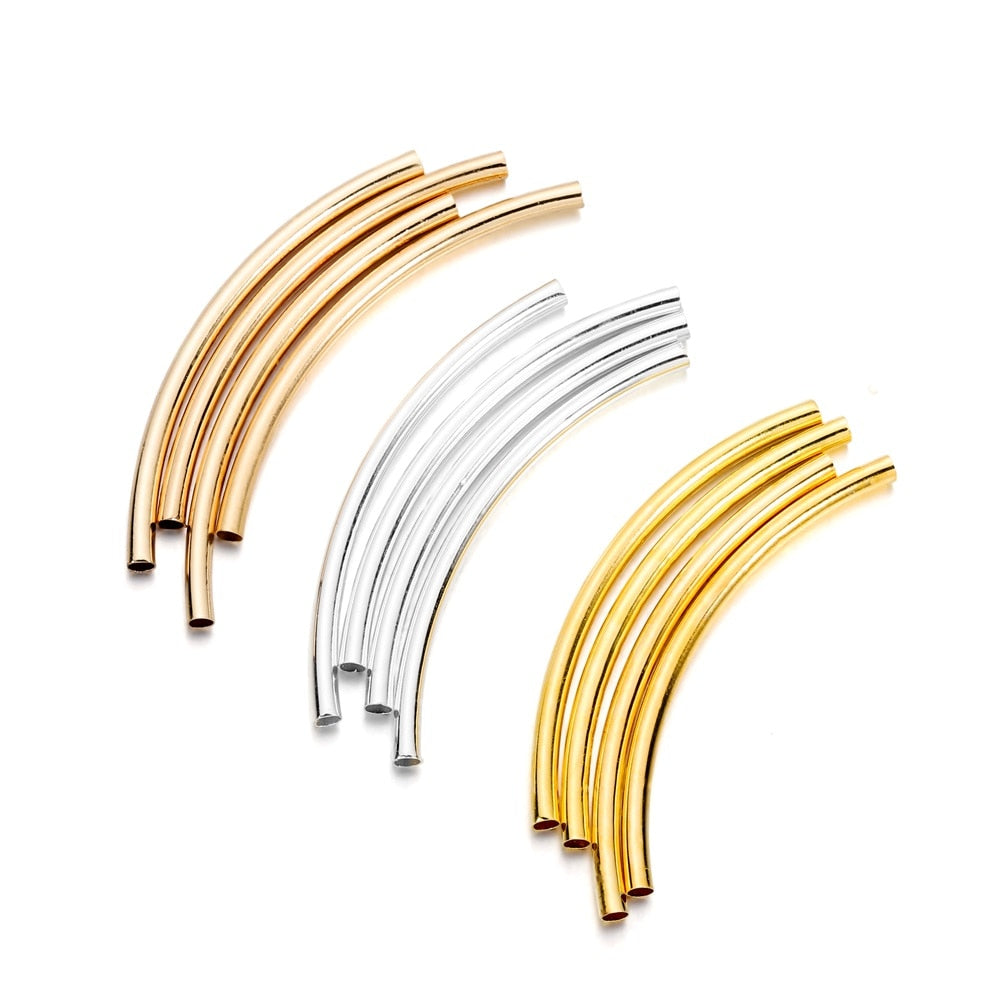 Stripe Copper Curve Tube Spacer Beads 25-30mm, 50-100pcs