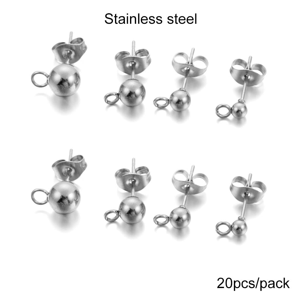 3-6mm Stud Earring Basic Pins, 20-50pcs