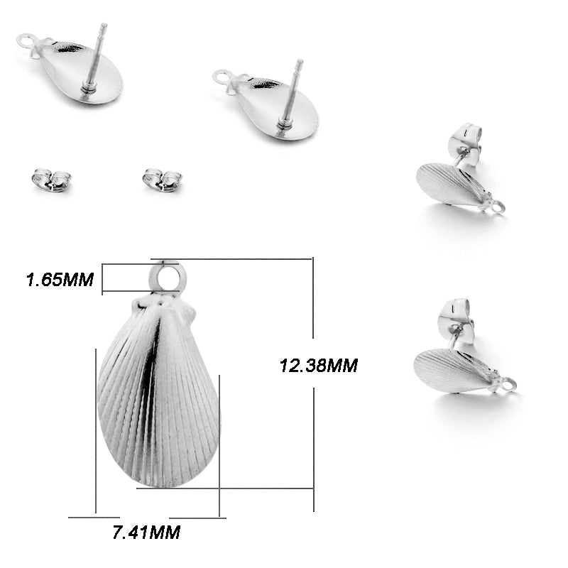 Stainless Steel Geometric Earring Stud Base, 10pcs