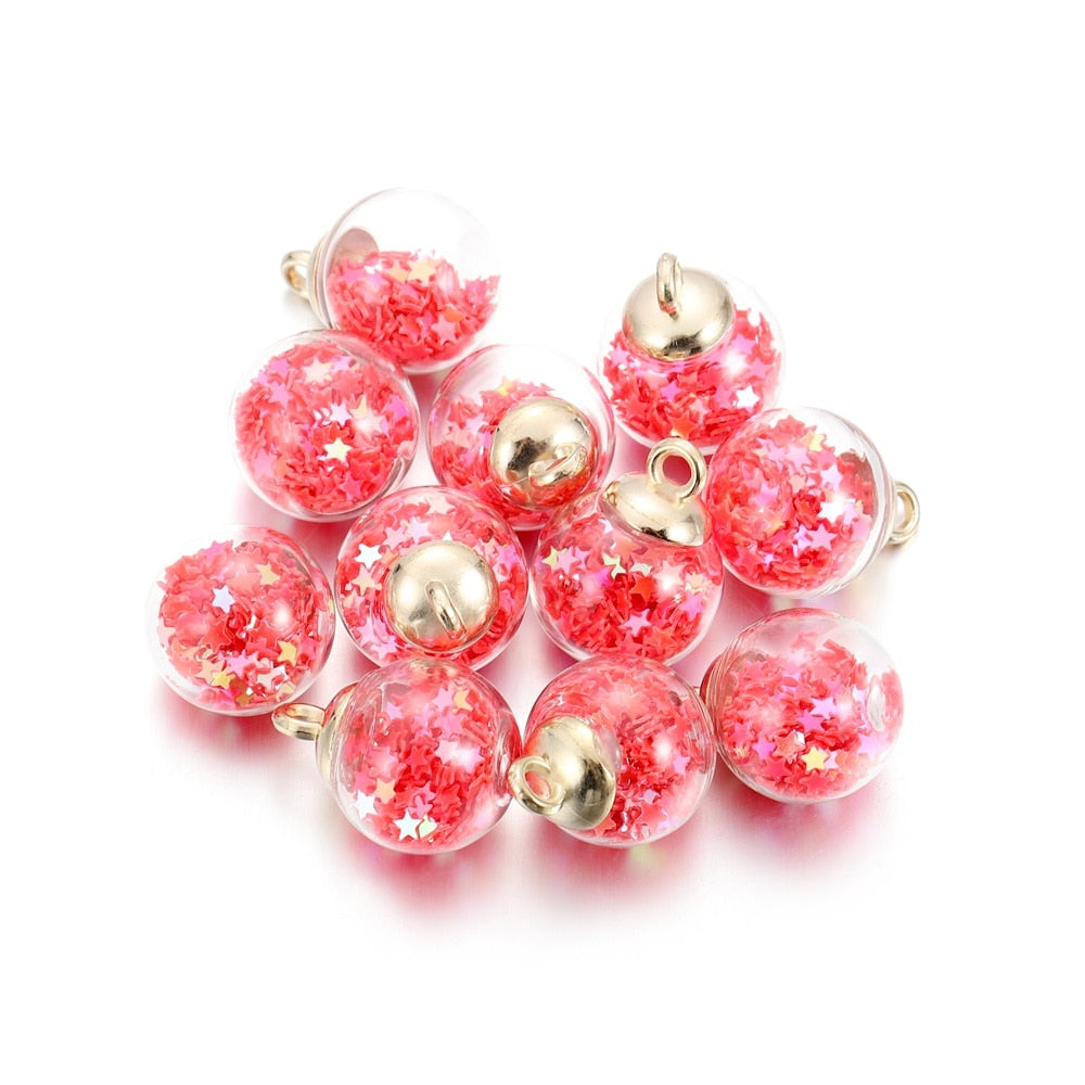 10pcs 16mm Transparent Glass Ball Star Beads