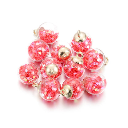 10pcs 16mm Transparent Glass Ball Star Beads