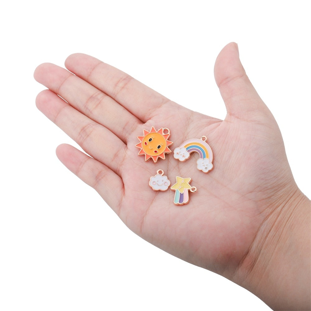 Cute Sun Keychain Cartoon Printing Connectors, 4Pcs