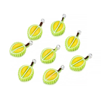 Mixed Fruits Resin Keychain Pendants, 10Pcs