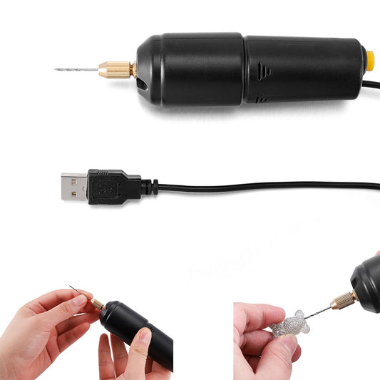 Portable 5V Mini Handheld Electric Drill Set with USB Cable & 3 Bits