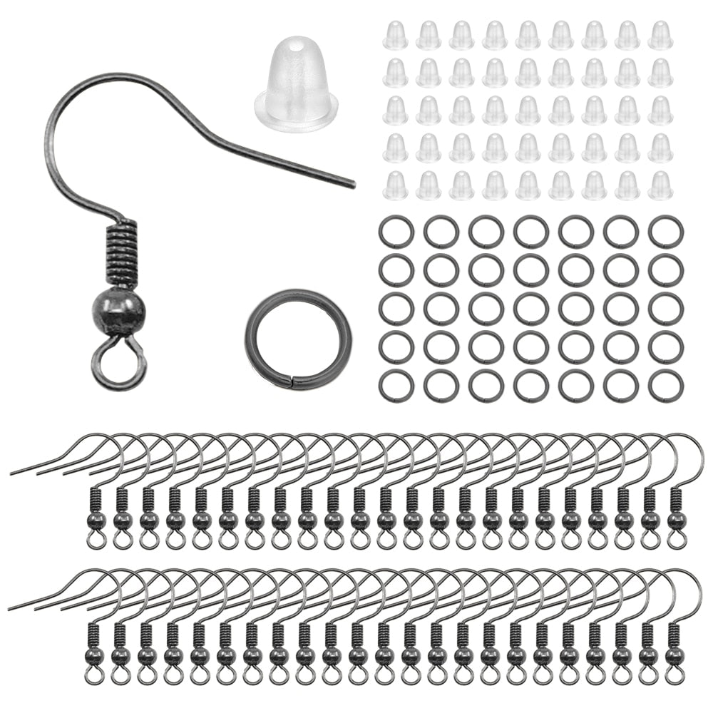 Earring Making Set: Hooks, Rings & Connects, 100-300pcs