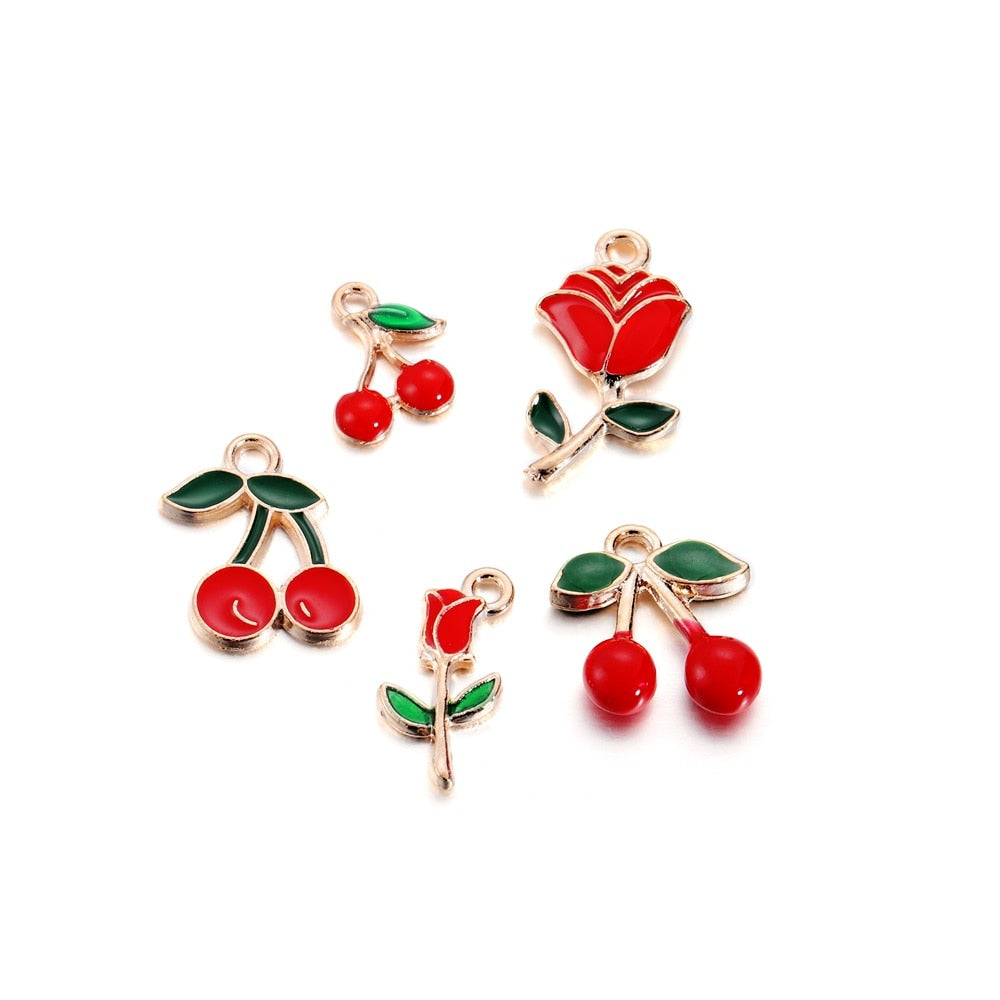 Small Fruit Shape Pendants, 10pcs