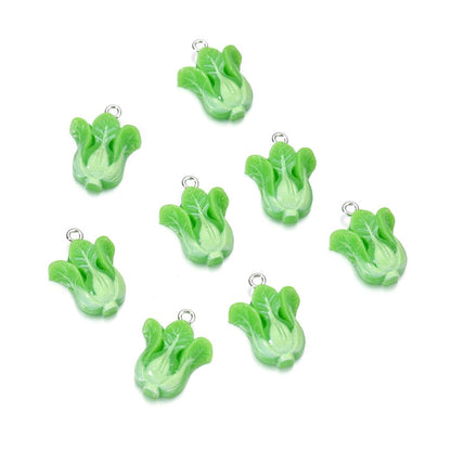 Mixed Fruits Resin Keychain Pendants, 10Pcs