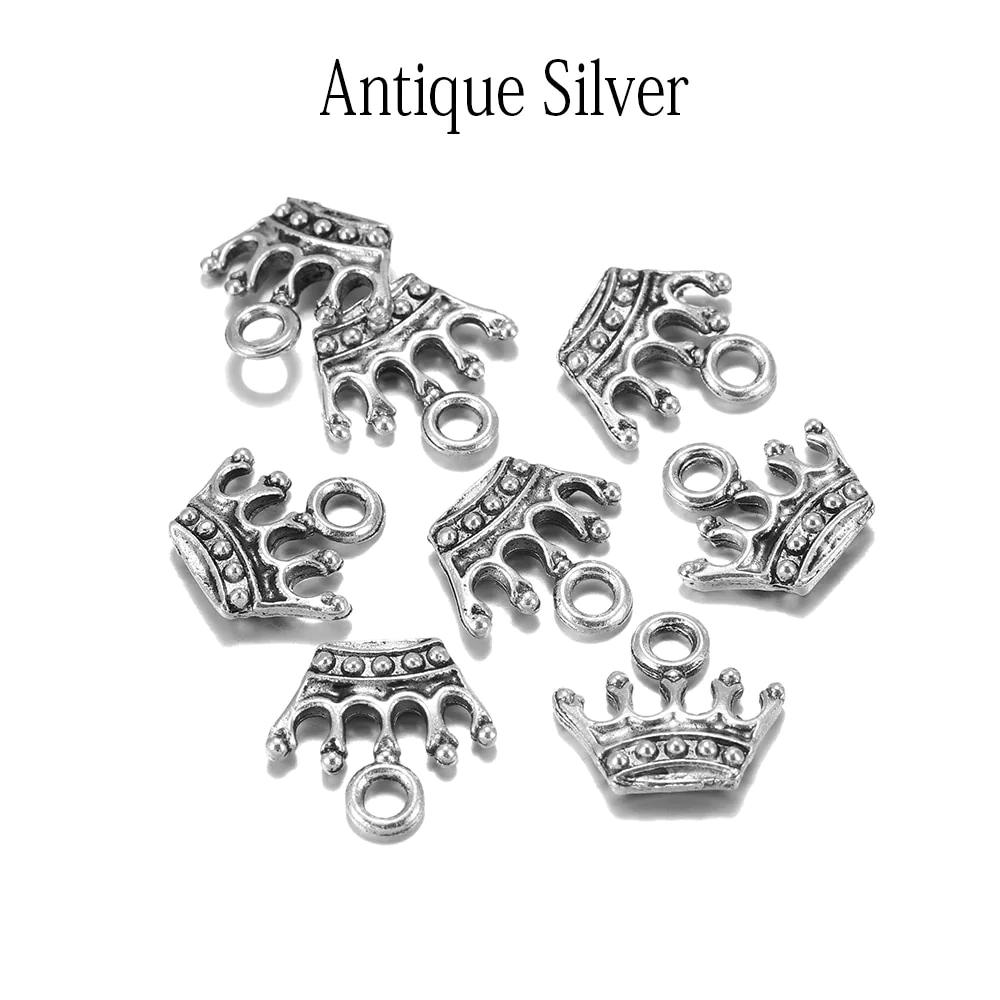 20 pendentifs couronne à breloques tibétaines 13x14mm