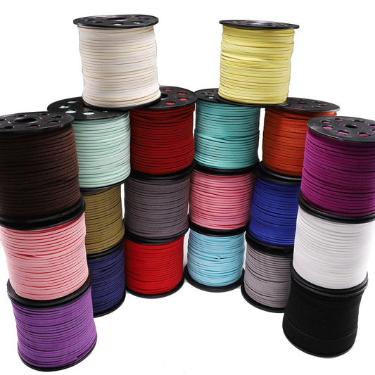 2.5 mm Flat Faux Suede Braided Cord Korean Velvet Leather, 10m lot