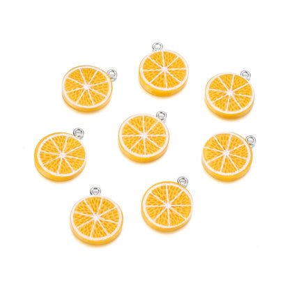 Mixed Fruits Resin Keychain Pendants, 10Pcs