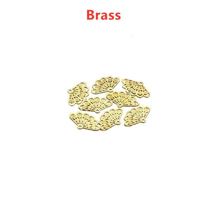 Fan Shape Stamping Floating Flower Findings, 50Pcs