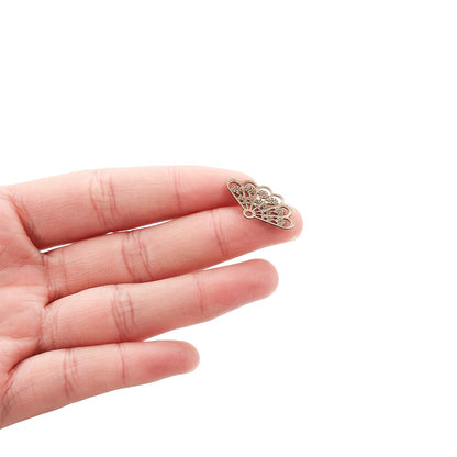 Fan Shape Stamping Floating Flower Findings, 50Pcs
