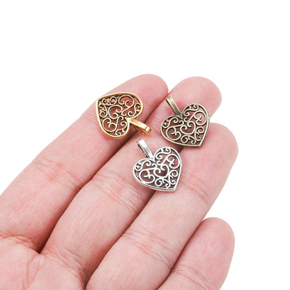 Tibetan Antique Heart Pendants, 30pcs