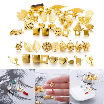 Stainless Steel Geometric Earring Stud Base, 10pcs