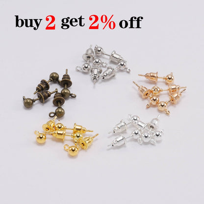 3-6mm Stud Earring Basic Pins, 20-50pcs