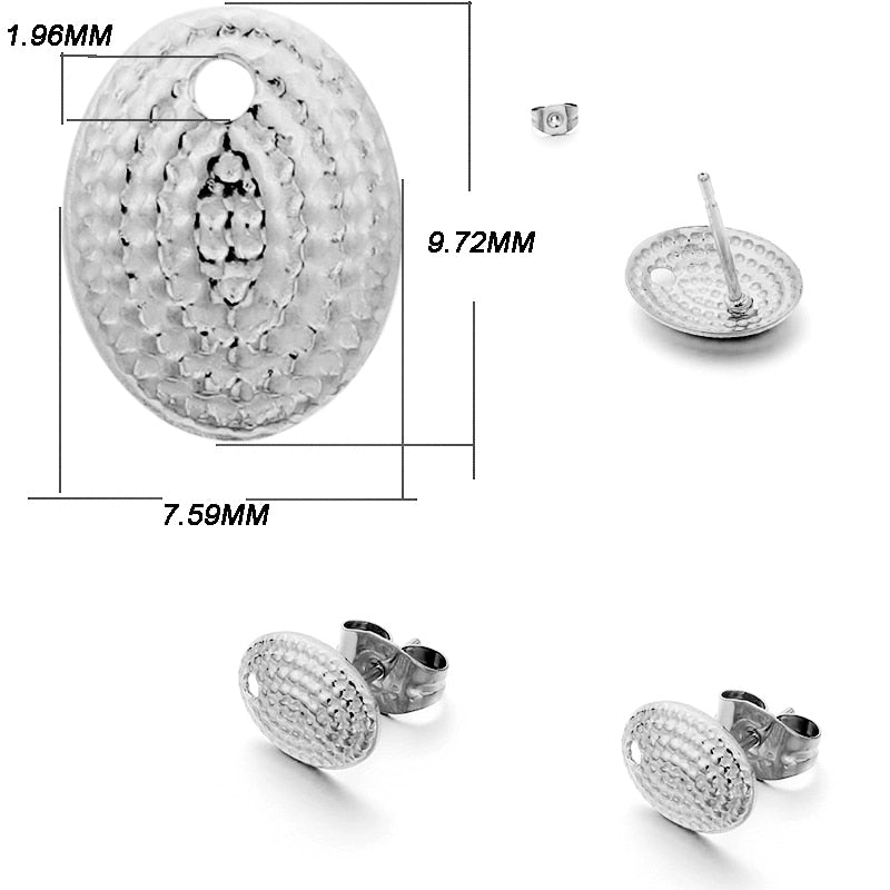 Stainless Steel Geometric Earring Stud Base, 10pcs