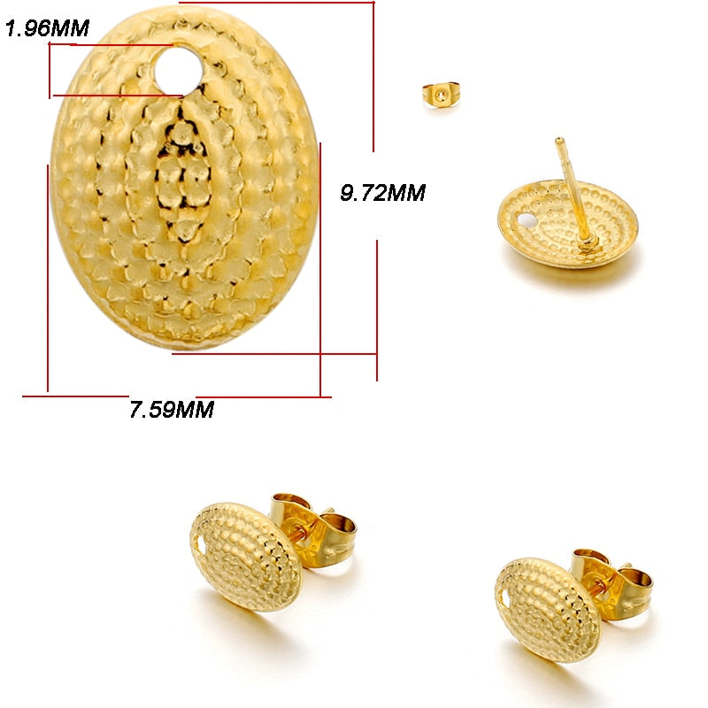 Stainless Steel Geometric Earring Stud Base, 10pcs