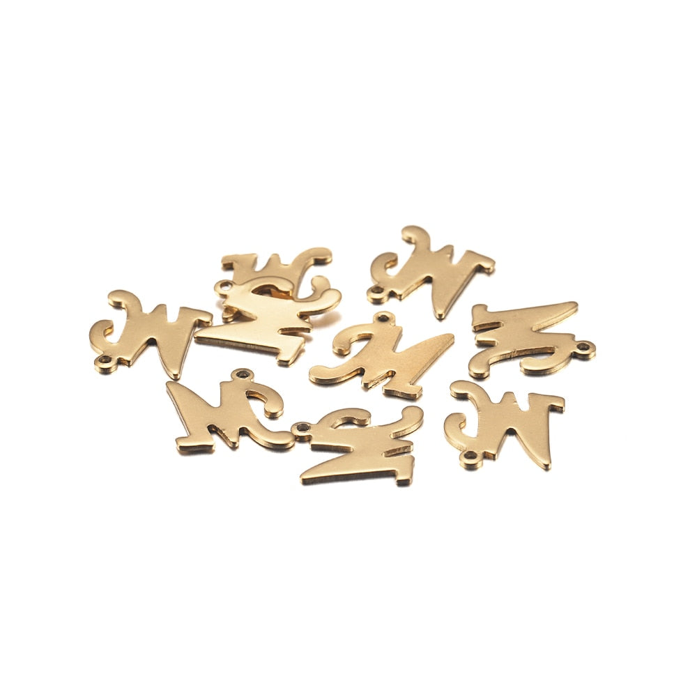 Pendentifs lettres de l'alphabet anglais en acier inoxydable, 26 pièces